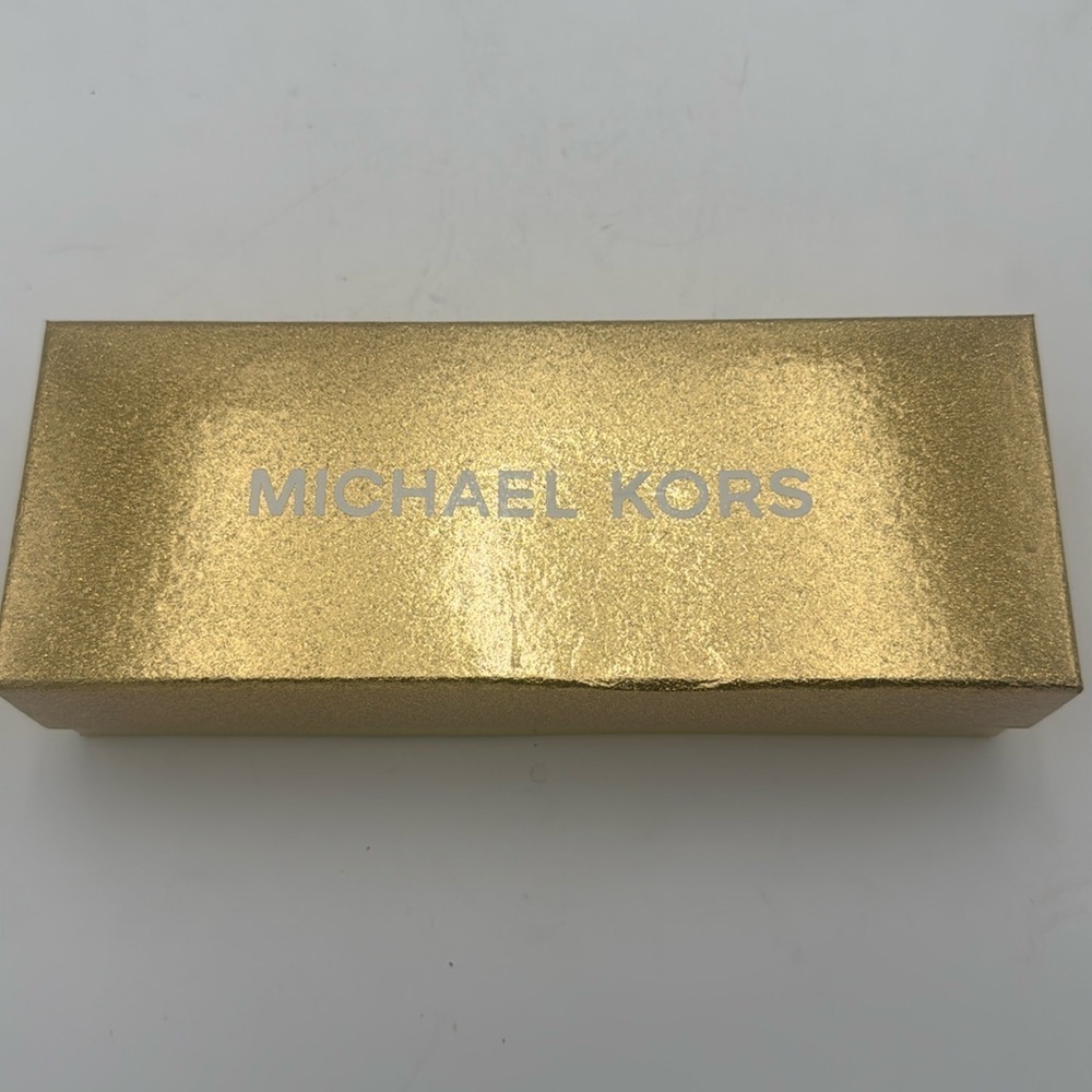 Michael Kors Luggage Brown 28mm Pave Logo Belt S/M